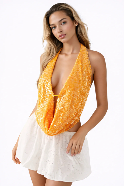 Luna Paljett Cowl Topp